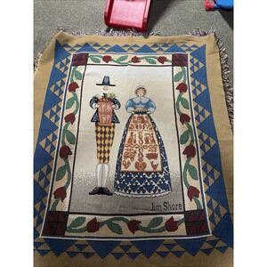 Jim Shore Tapestry Fringe Throw Blanket Harvest Fall Themed